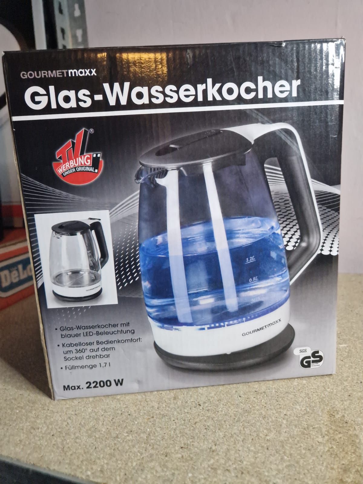 Gourmetmaxx Glaswasserkocher LED Beleuchtung 1,7L