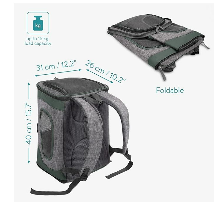 Navaris Rucksack für Hund Katze gepolstert - Hunderucksack Katzenrucksack